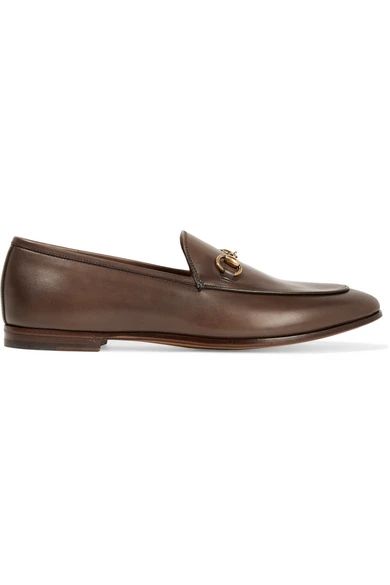 Gucci - Jordaan Horsebit-detailed Leather Loafers - Chocolate | NET-A-PORTER (US)