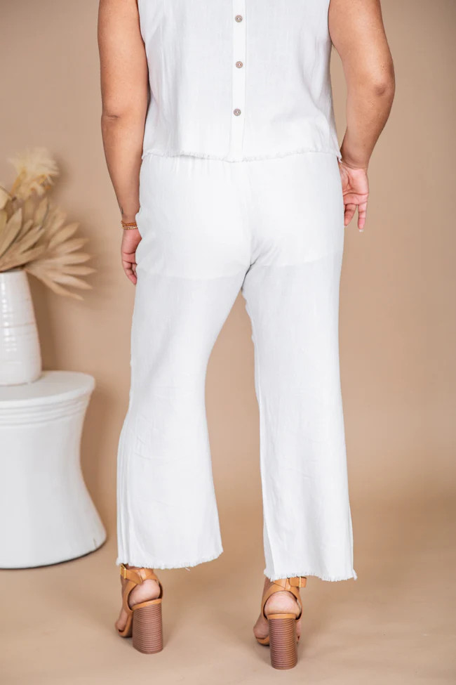 Walking With You Ivory Pants Frayed Hem FINAL SALE | Pink Lily