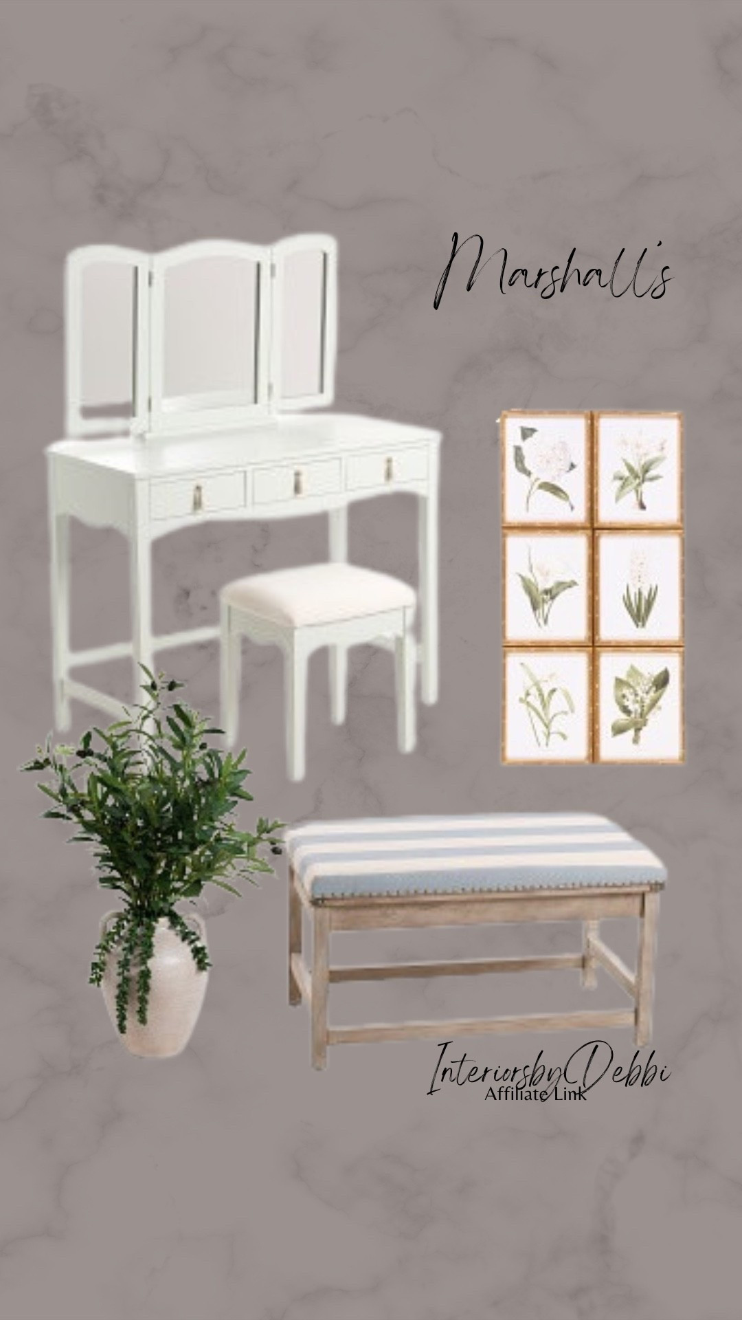 Marshall’s Finds
Makeup table, framed art, bench, transitional home, modern decor, amazon find, amazon home, target home decor, mcgee and co, studio mcgee, amazon must have, pottery. barn, Walmart finds, affordable decor, home styling, budget friendly, accessories, neutral decor, home finds, buy new arrival, coming soon, sale alert, high end look for less, Amazon favorites, Target finds, cozy, modern, earthy, transitional, luxe, romantic, home decor, budget friendly decor #marshalls

#LTKSeasonal #LTKHome
