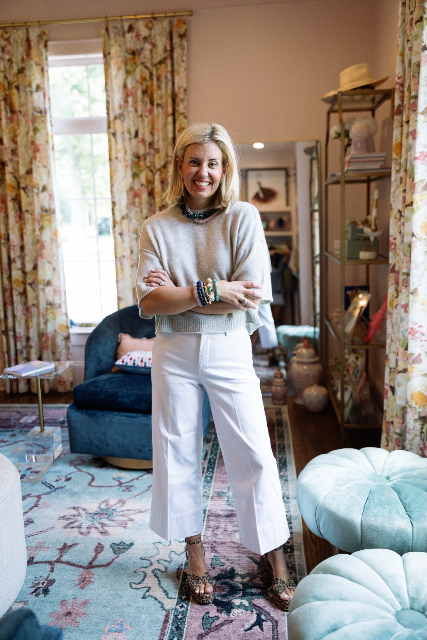 Best selling Goldie top and fave spanx white pants for the win! 
I’m in xs top & pants and 8 heels tts. 
*code Catherine20 at Allie + Bess

#LTKdayinmylife #LTKootd #LTKmomlife