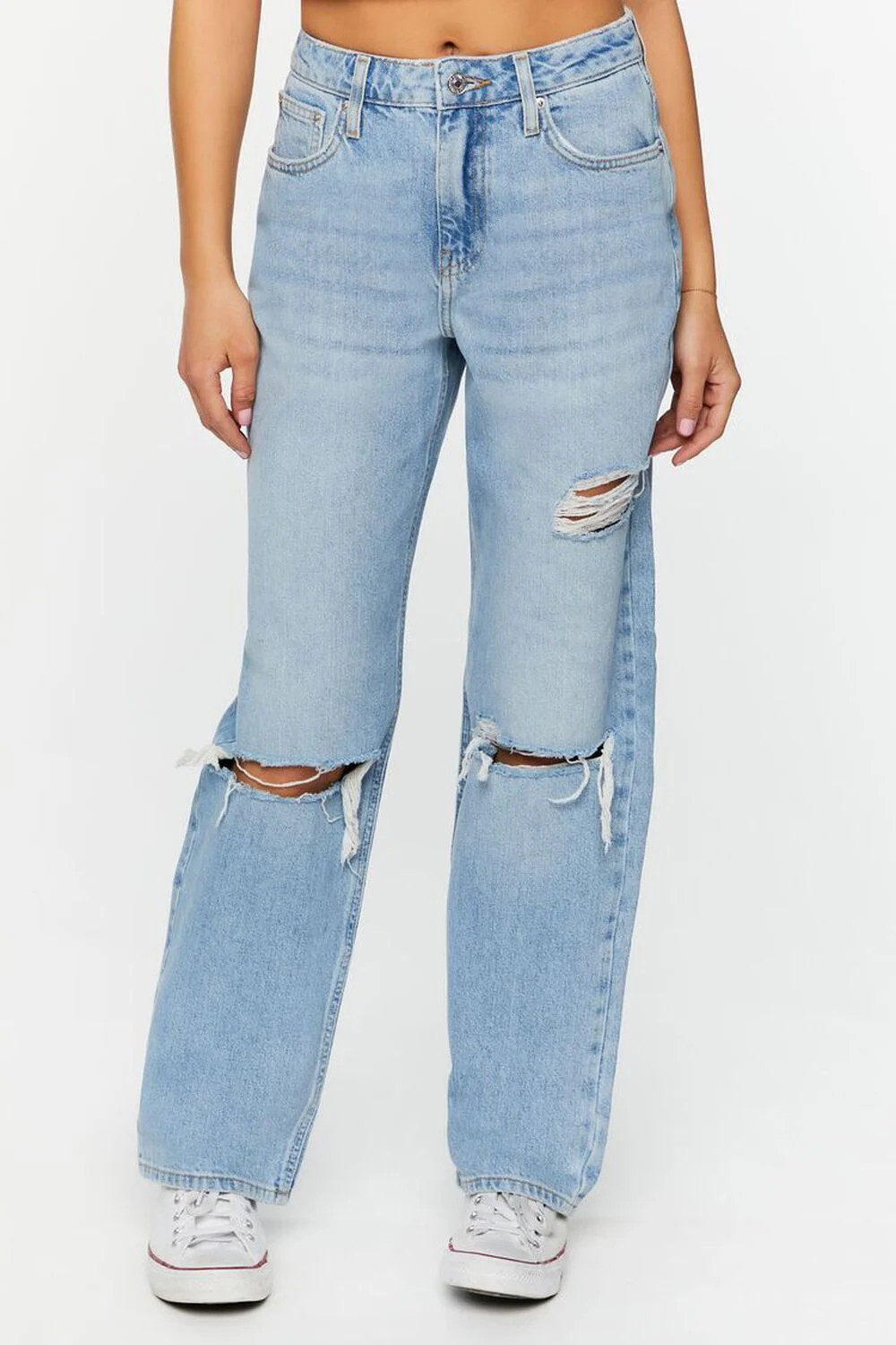 90s-Fit Destroyed High-Rise Jeans | Forever 21 (US)