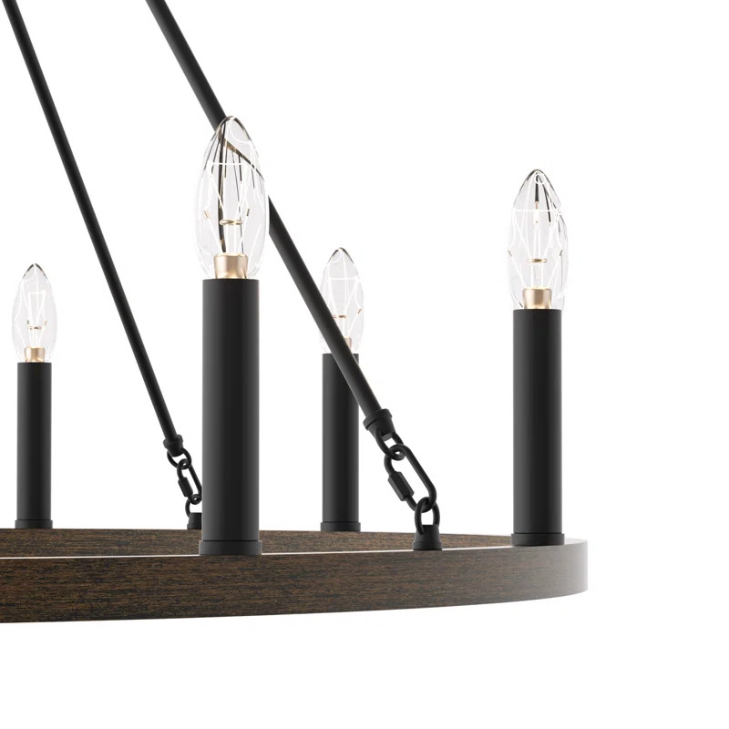 Avalee 12 - Light Living Room Steel Dimmable Candle Style Wagon Wheel Chandelier UL Certified | Wayfair North America