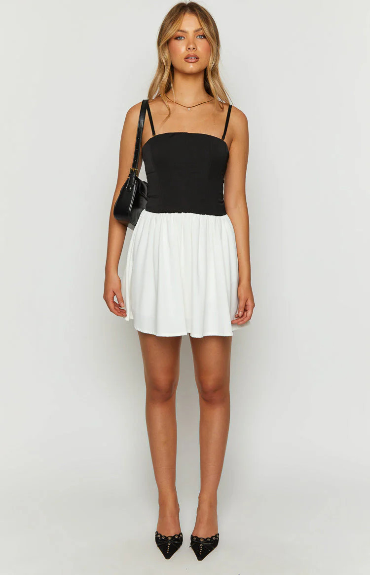 Draven Black And White Corset Mini Dress | Beginning Boutique (US)