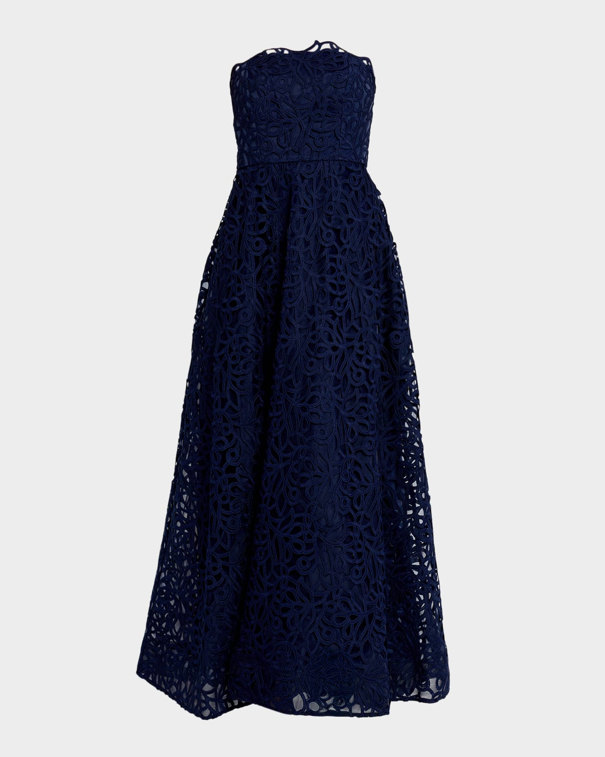 Sonja Strapless Lace A-Line Gown | Neiman Marcus