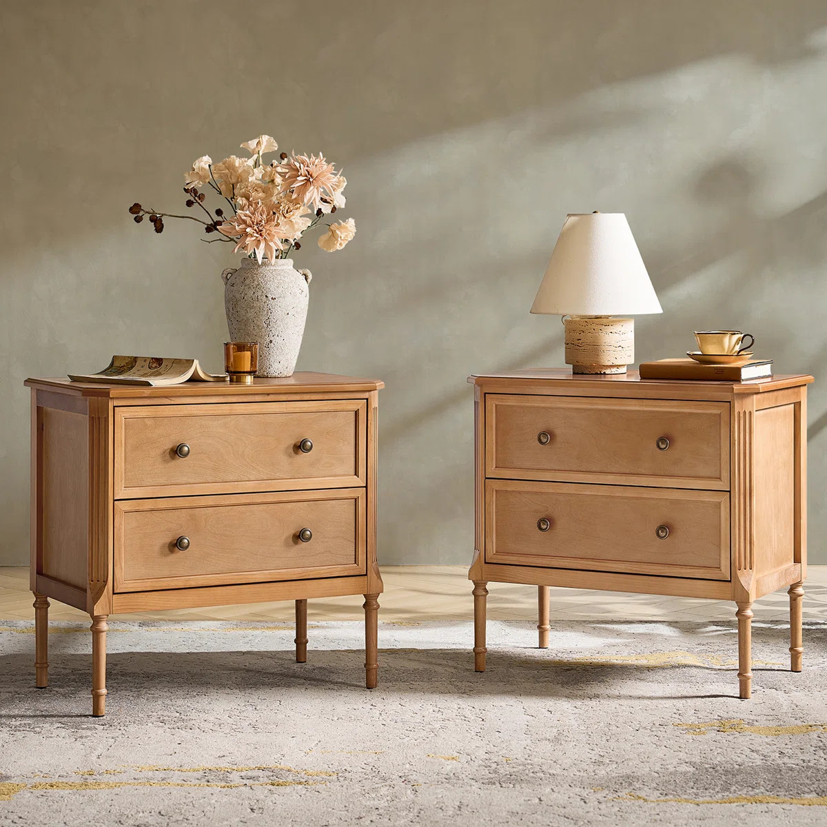 Poston Transitional 28''W 2 Drawer End Table with Charging Station and Simple Assembly (Set of 2) | Wayfair North America