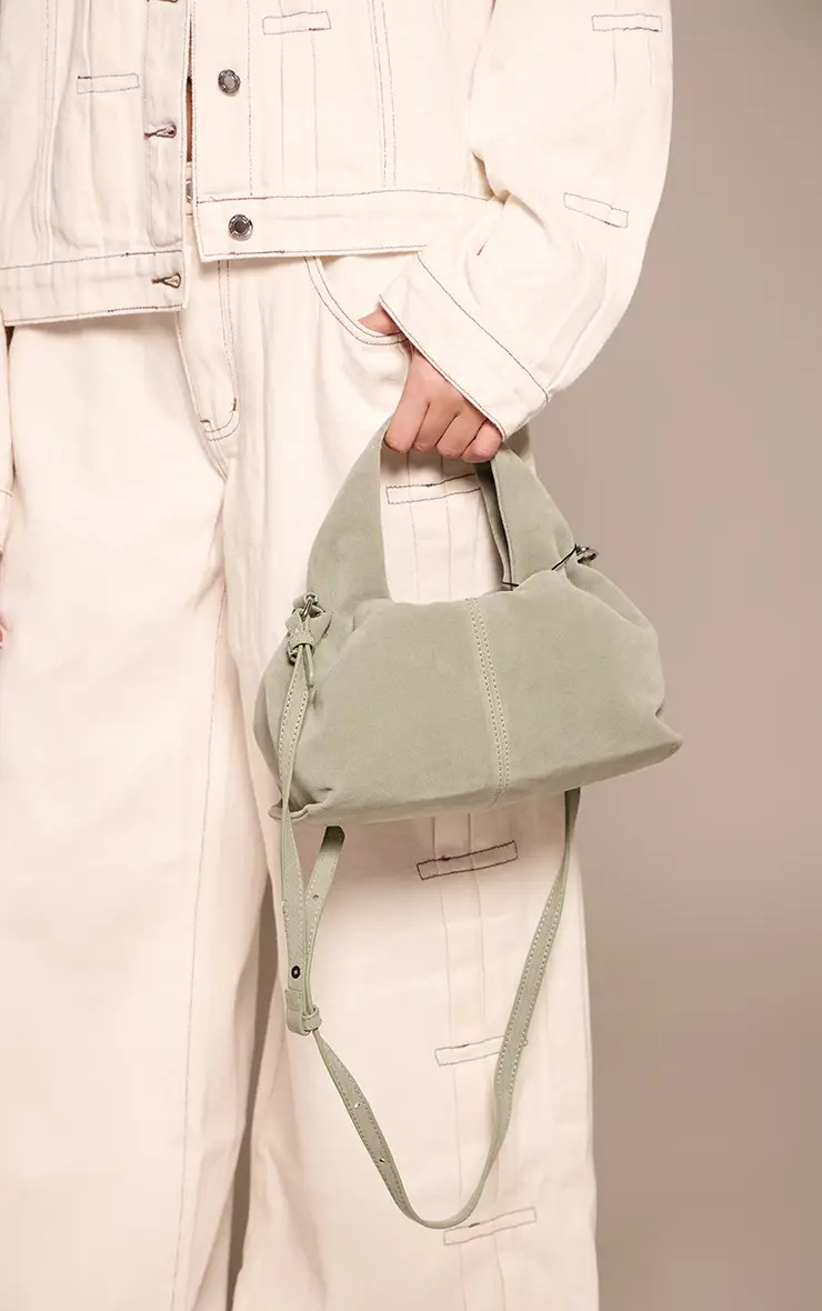Pistachio Faux Suede Slouchy Mini Handbag | PrettyLittleThing UK