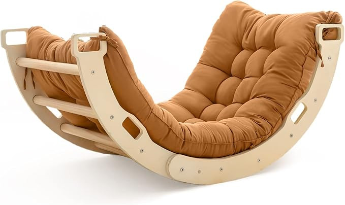 Kids Climber Arch Rocker with Cushion Pad Khaki, Montessori Climber Indoor Climbing Toys for Kids... | Amazon (US)