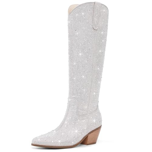 Cowgirl Ankle Boots Cowboy Boots for Women Western Booties Rhinestone Chunky Heel Fashion Comfort... | Amazon (US)