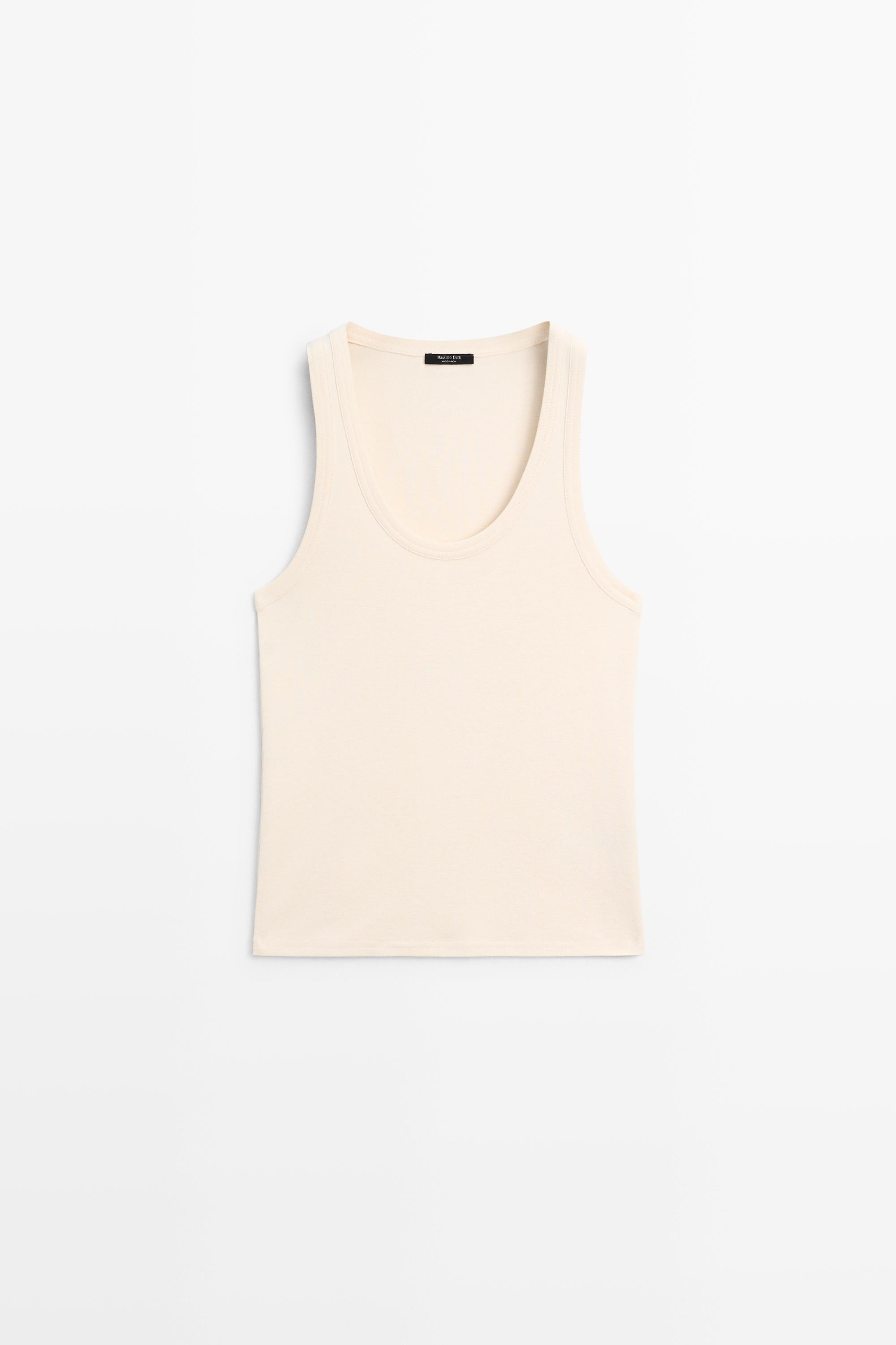 Sleeveless 100% cotton T-shirt | Massimo Dutti US