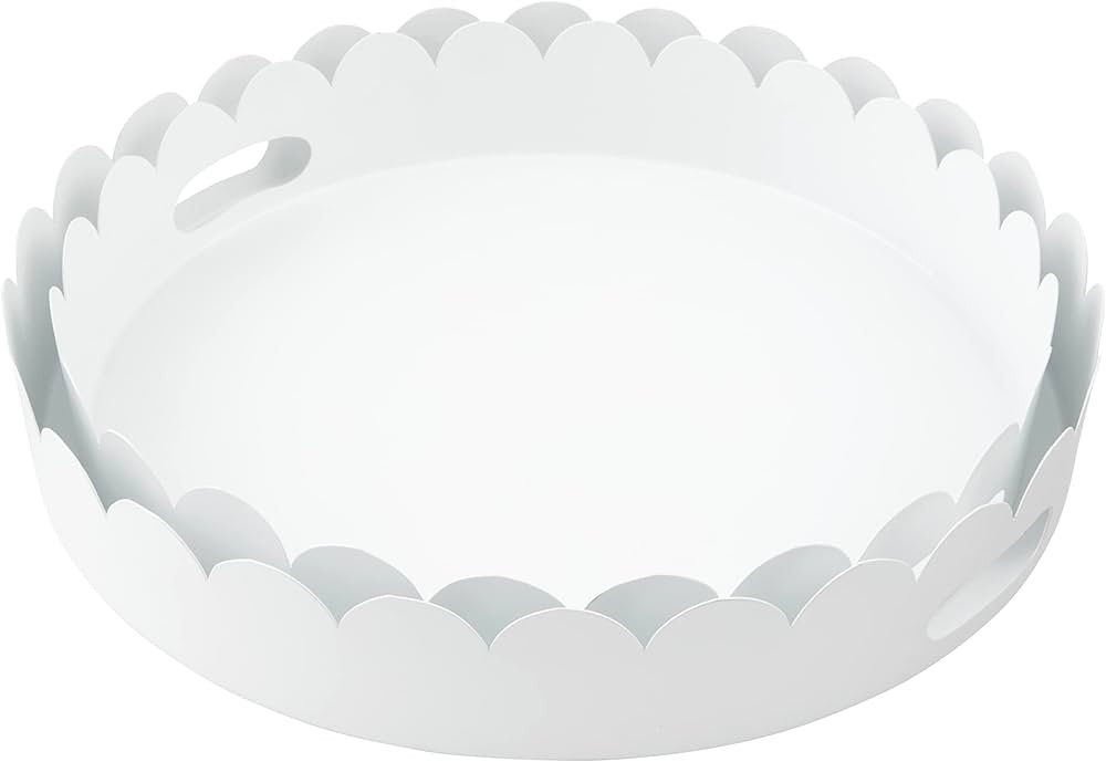 Mud Pie Nested Scalloped Metal Tray Set, 17" dia, White | Amazon (US)