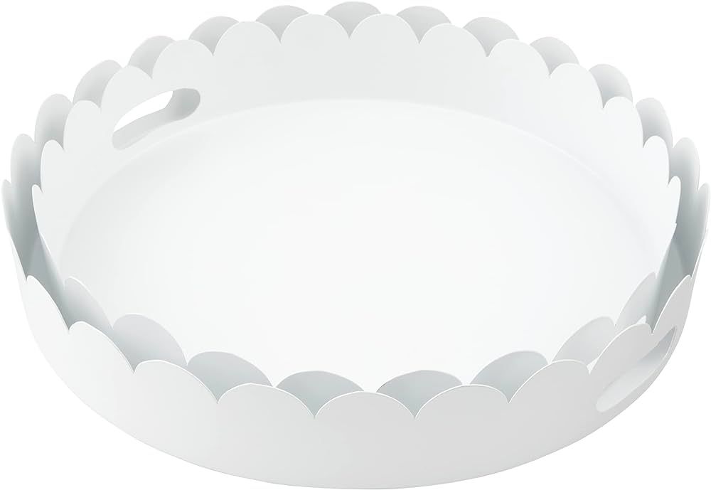 Mud Pie Nested Scalloped Metal Tray Set, 17" dia, White | Amazon (US)