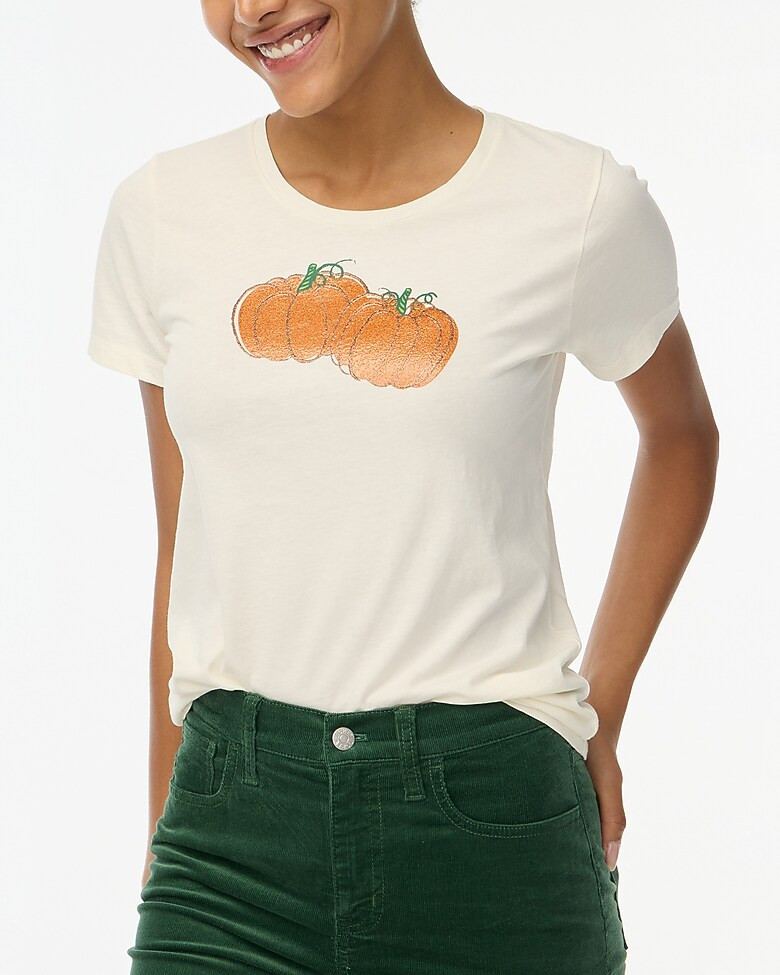 Glitter pumpkin graphic tee | J.Crew Factory