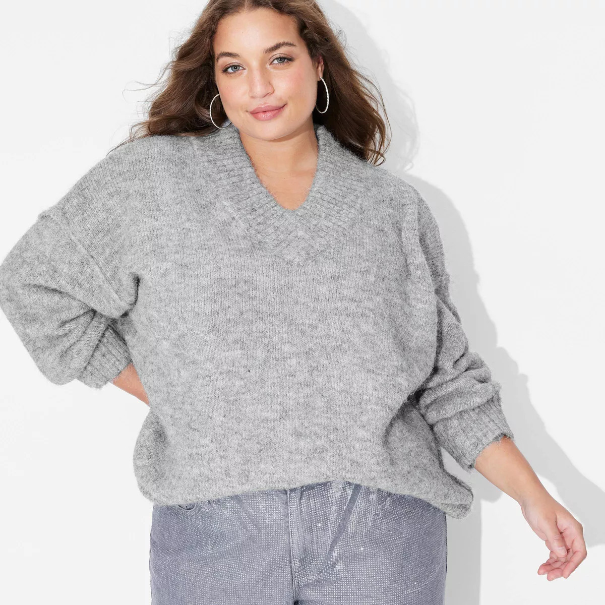 Women's Oversized V-Neck Pullover Sweater - Wild Fable™ | Target