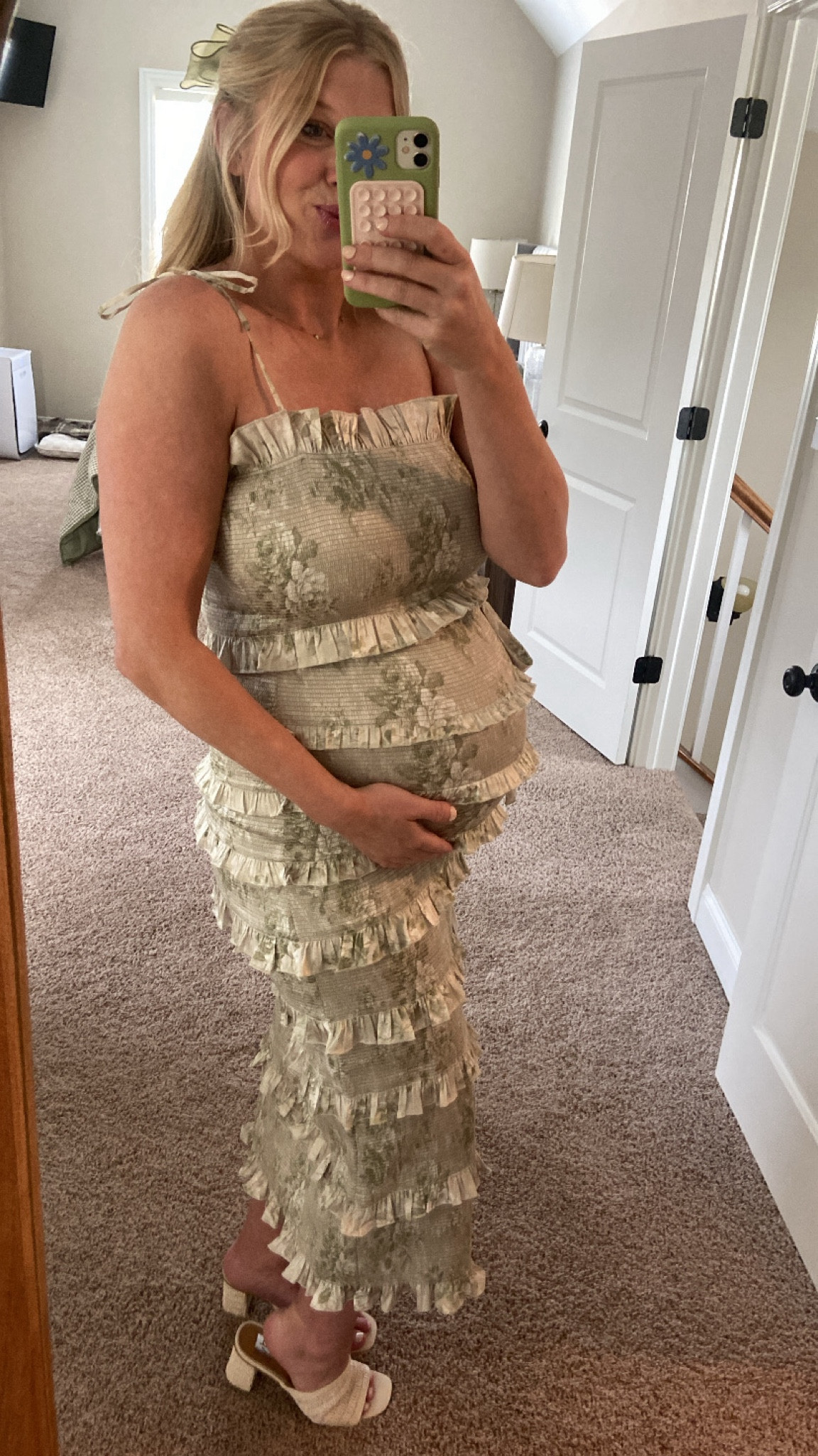 The cutest baby shower shower for a “baby in bloom” shower 🤍 Suchhh a comfortable fit, great option for a nuetral shower  - sold out on their website but have other options at vchapmanstudio.com and revolve 

#LTKBaby #LTKBeauty #LTKStyleTip