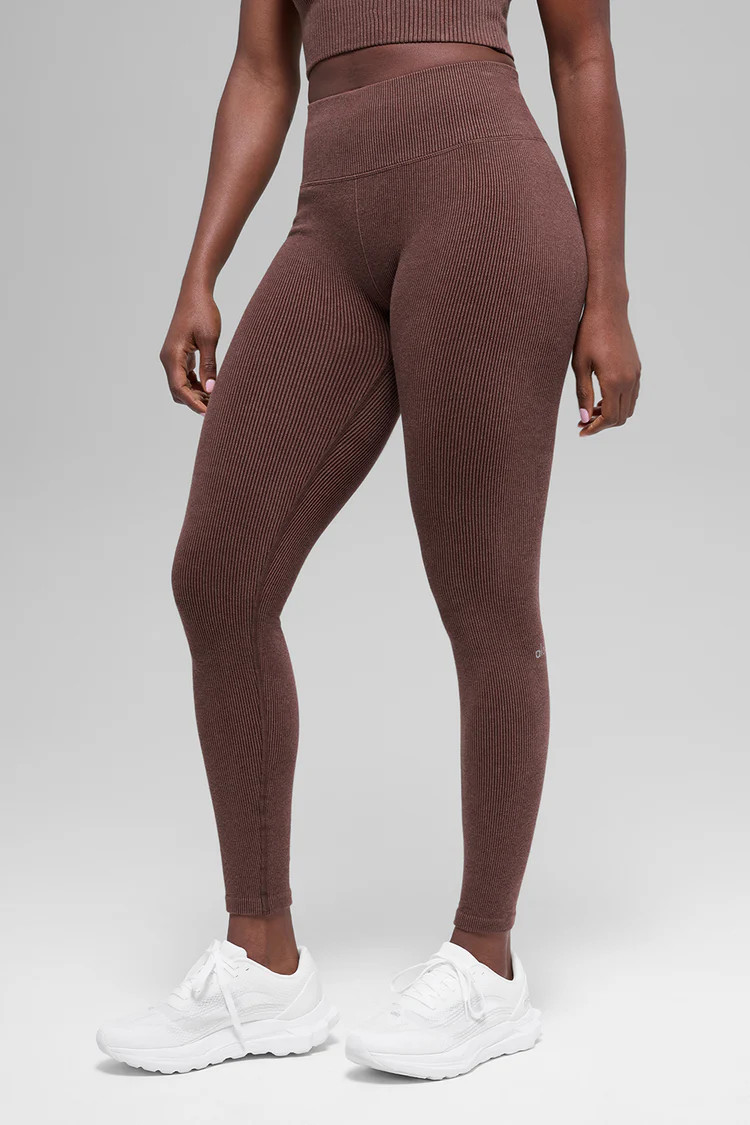 Seamless High-Waist Two Tone Rib Legging - Brownstone Heather | Alo Yoga (US)
