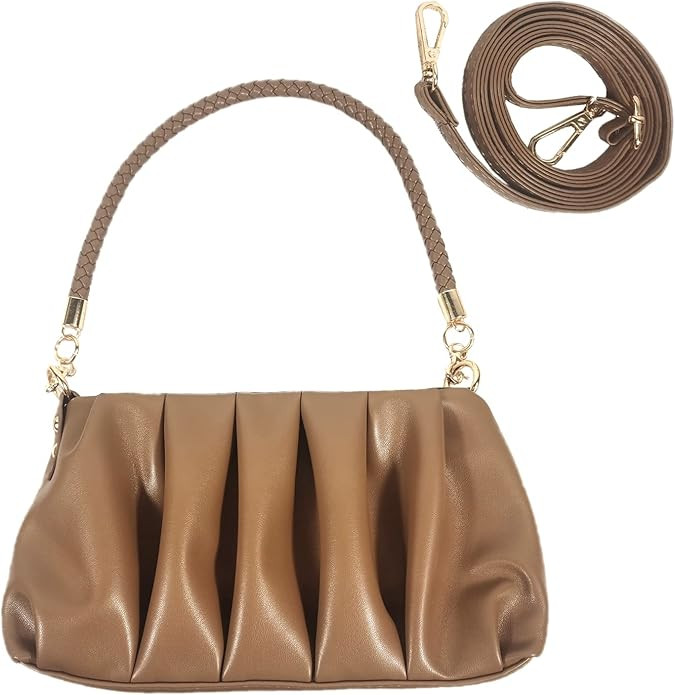 GRPKSSIB Women's Ruched Purse PU Leather Shoulder Bag Cloud Clutch Handbag Crossbody Bag Dumpling... | Amazon (US)