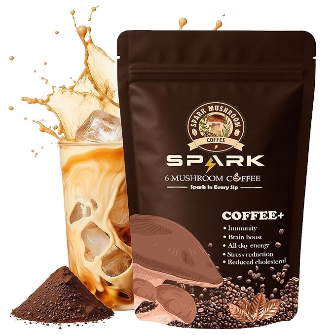 Spark Mushroom Coffee Ground USDA Organic with 6 Adaptogenic Mushrooms and MCT Oil Premium Instan... | Amazon (US)