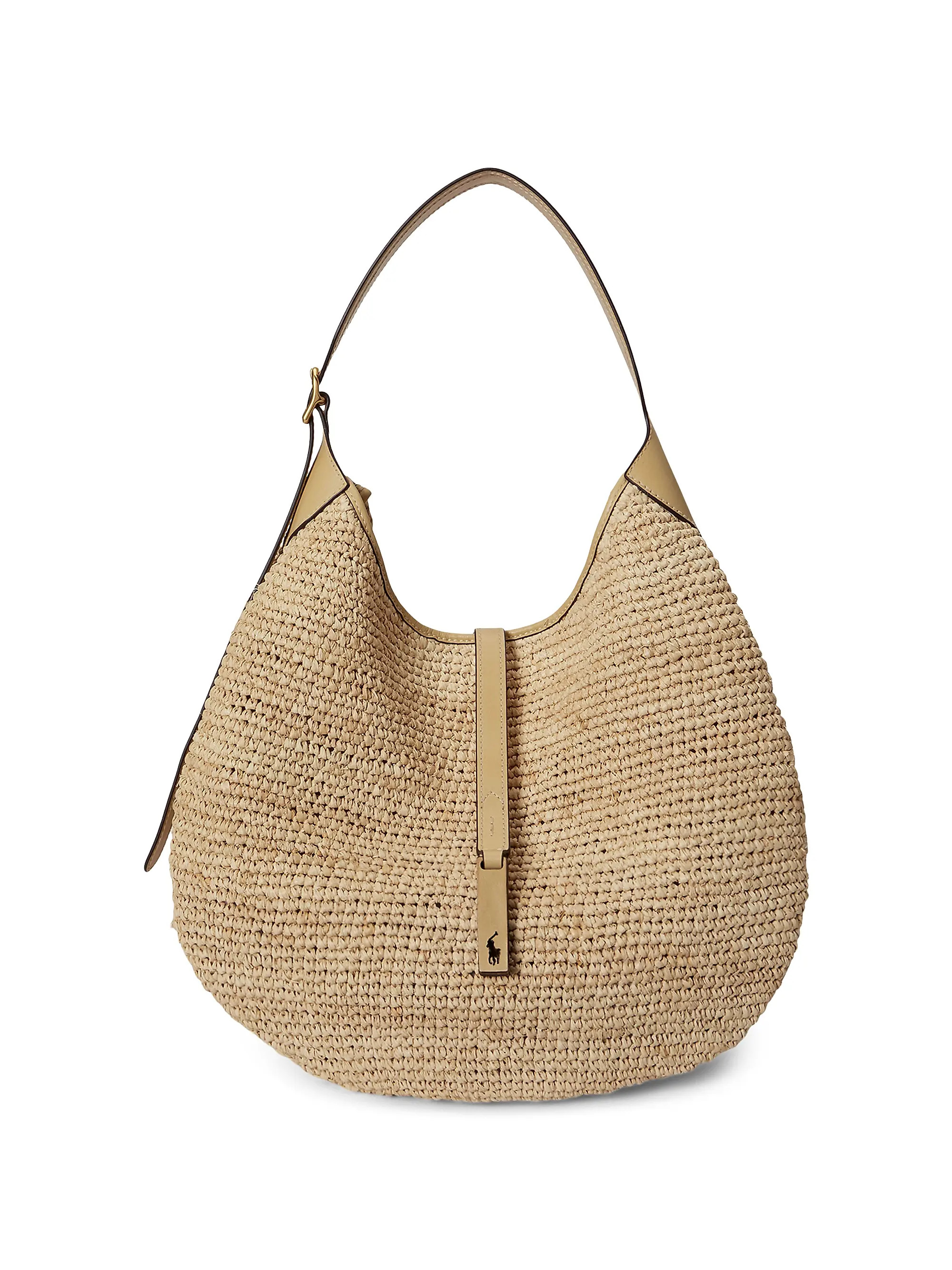 Polo Ralph Lauren Polo ID Raffia &amp; Leather Shoulder Bag | Saks Fifth Avenue | Saks Fifth Avenue