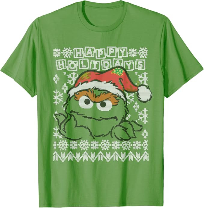 Sesame Street Oscar the Grouch Ugly Christmas T-Shirt | Amazon (US)