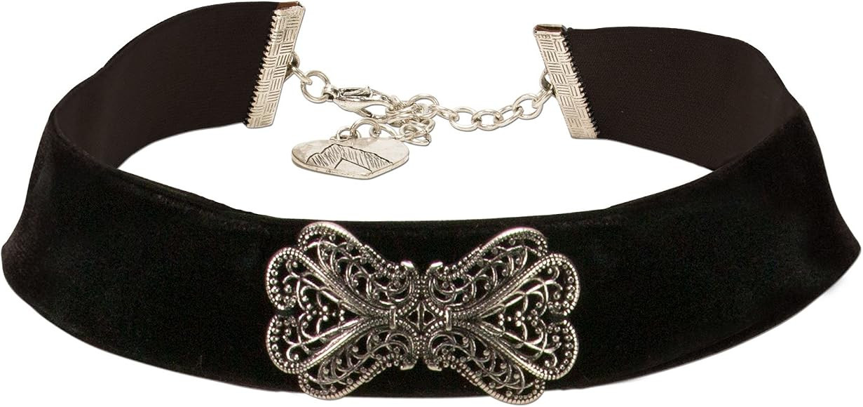 Alpenflüstern Trachten-Samt-Kropfband Ornament-Schleife - nostalgische Trachtenkette enganliegen... | Amazon (DE)