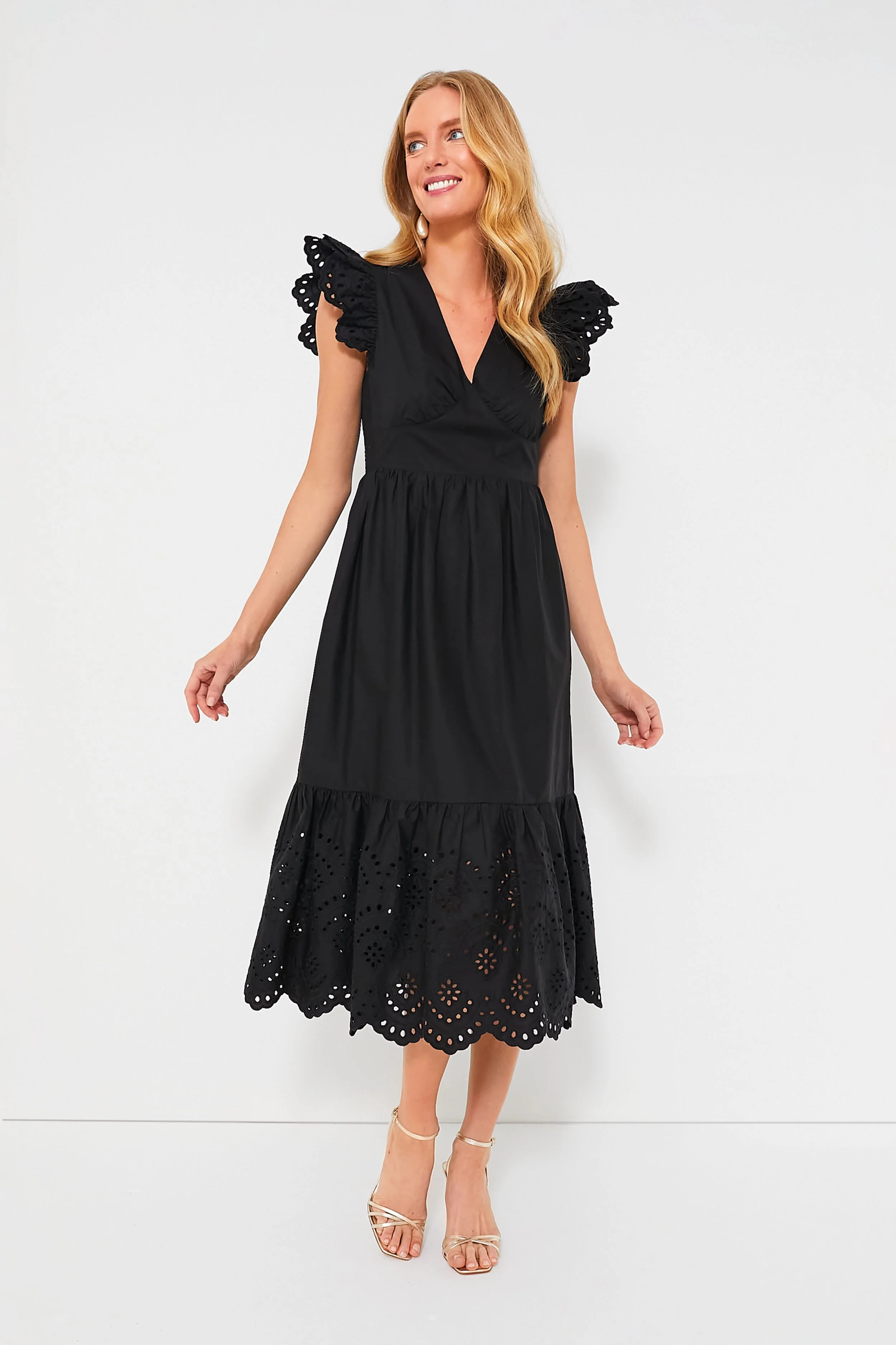 Black Eyelet Marshall Midi Dress | Tuckernuck (US)