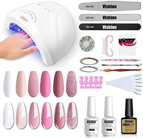 Vishine Gel Nail Polish Starter Kit with 48W SUNOne UV LED Nail Lamp Speed Dryer Manicure Tools 6... | Amazon (CA)