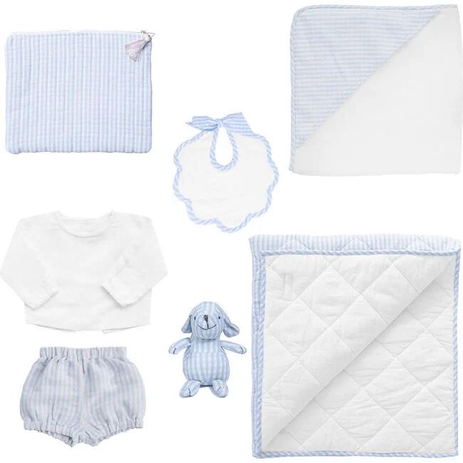 *Exclusive* Luxe Baby Gift Set, Pale Blue Gingham | Maisonette