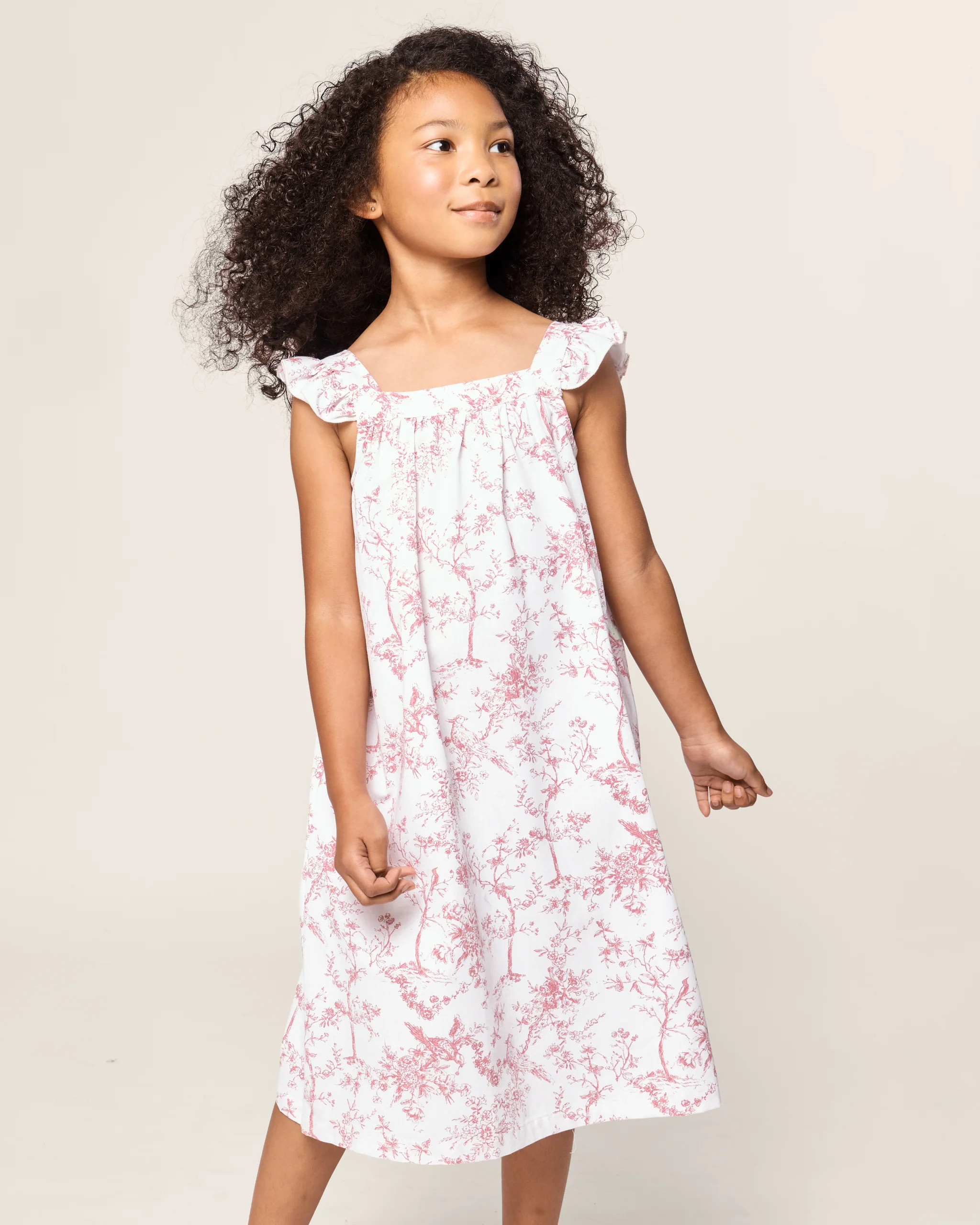 Girl's Twill Clara Nightgown in Pink Timeless Toile | Petite Plume