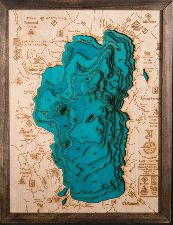 Lake Tahoe 3-D Map Highly detailed Locally Made in Tahoe | Etsy | Etsy (US)