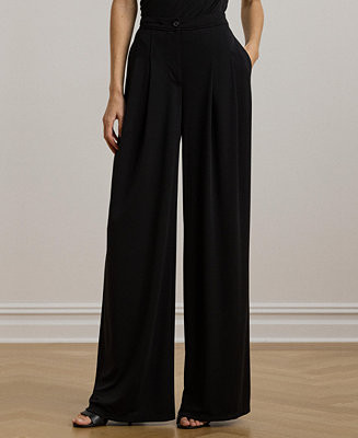 Women's Pleated Stretch Jersey Wide-Leg Pants, Regular & Petite | Macy's