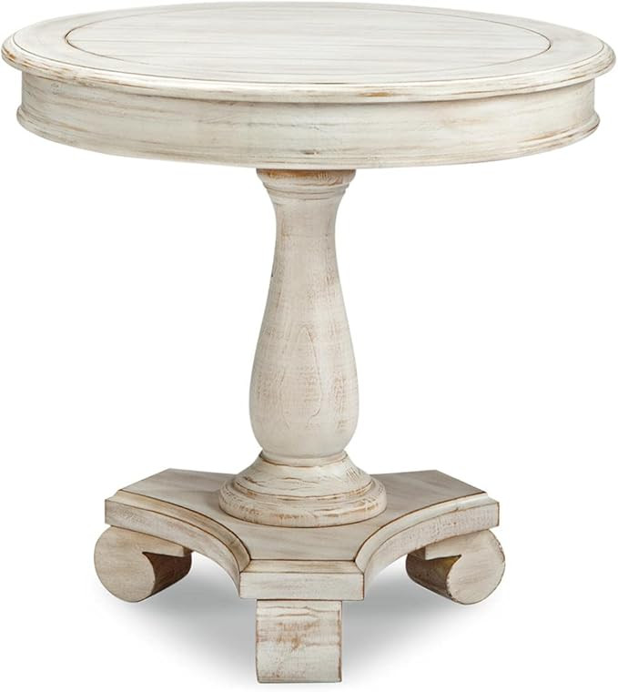Signature Design by Ashley Mirimyn Cottage Vintage Hand-Finished Round Accent Table, Distressed W... | Amazon (US)
