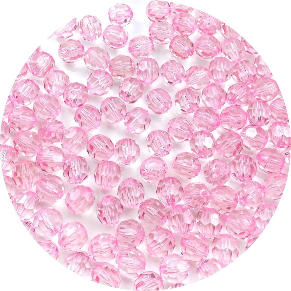 100pcs 12mm Acrylic Round Faceted Beads Colorful Crystal Plastic Spacer Beads Loose Beads for DIY... | Amazon (US)