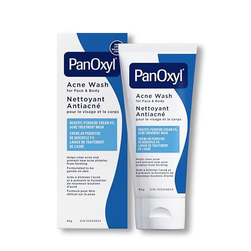 PanOxyl 4% Benzoyl Peroxide Acne Wash, Helps Clear and Prevent Acne, Daily Antibacterial Wash, Gentle, pH-Balanced, 85g | Amazon (CA)