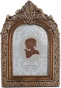 SIKOO Vintage Mini 2.5 × 3.5 Picture Frame Antique Small Ornate Table Top Wall Mounting Photo Fr... | Amazon (US)