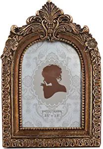 SIKOO Vintage Mini 2.5 × 3.5 Picture Frame Antique Small Ornate Table Top Wall Mounting Photo Fr... | Amazon (US)