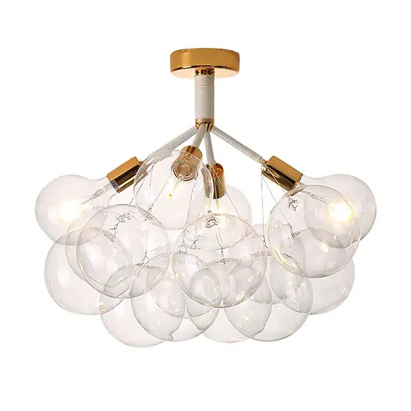 Contemporary Clear Glass Globe Bubble Semi Flush Mount - 4 Lights - White | Bed Bath & Beyond