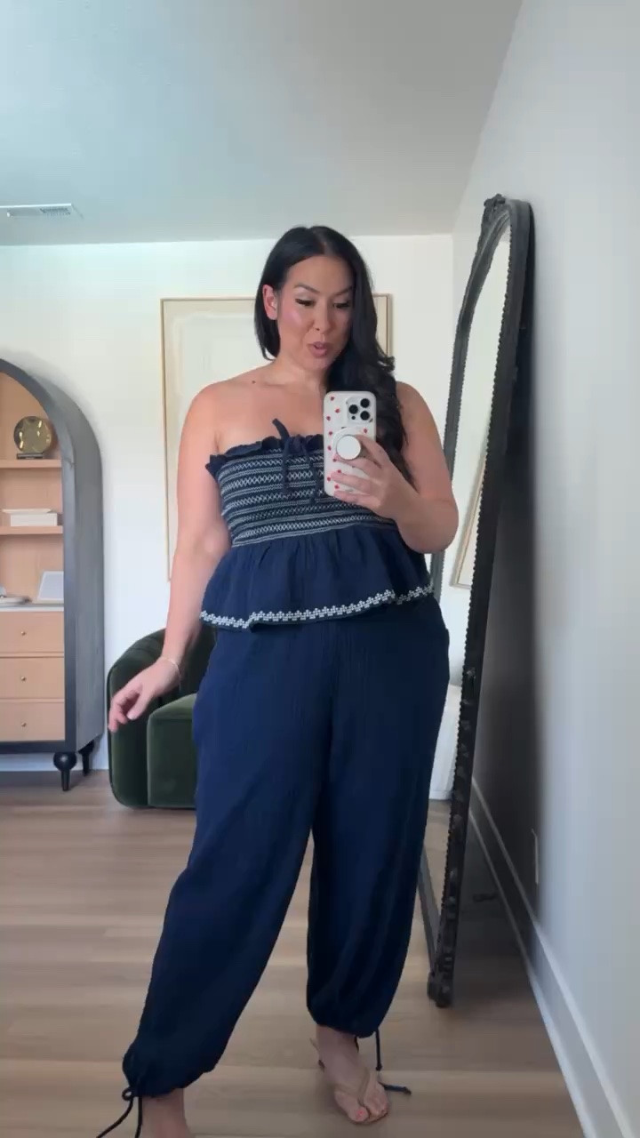 A gauzy matching set that would be perfect for the 4th of July! Size XL in bottoms L in top 

midsize fashion, outfit inspo, summer matching set

#LTKootd #LTKMidsize #LTKSeasonal