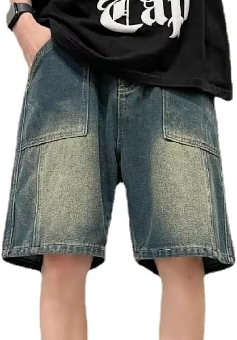 Jorts for Men Denim Shorts Baggy Jorts Mid Rise Stretchy Patchwork Jeans Shorts Jorts Y2K | Amazon (US)