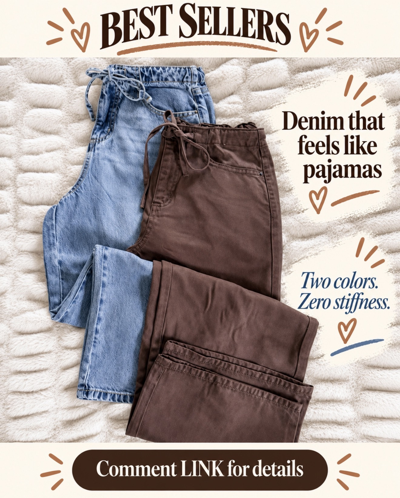 Denim that feels like pajamas 🙌 Soft, comfy, and available in the prettiest blue and chocolate brown!

Comment LINK and I’ll send you the details 🔗⬇️

#LTKOver40 #LTKSeasonal #LTKmomlife