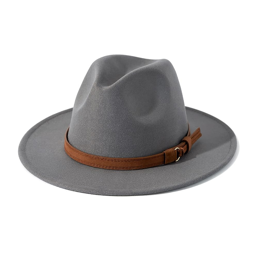 Lisianthus Men & Women Vintage Wide Brim Fedora Hat with Belt Buckle | Amazon (US)