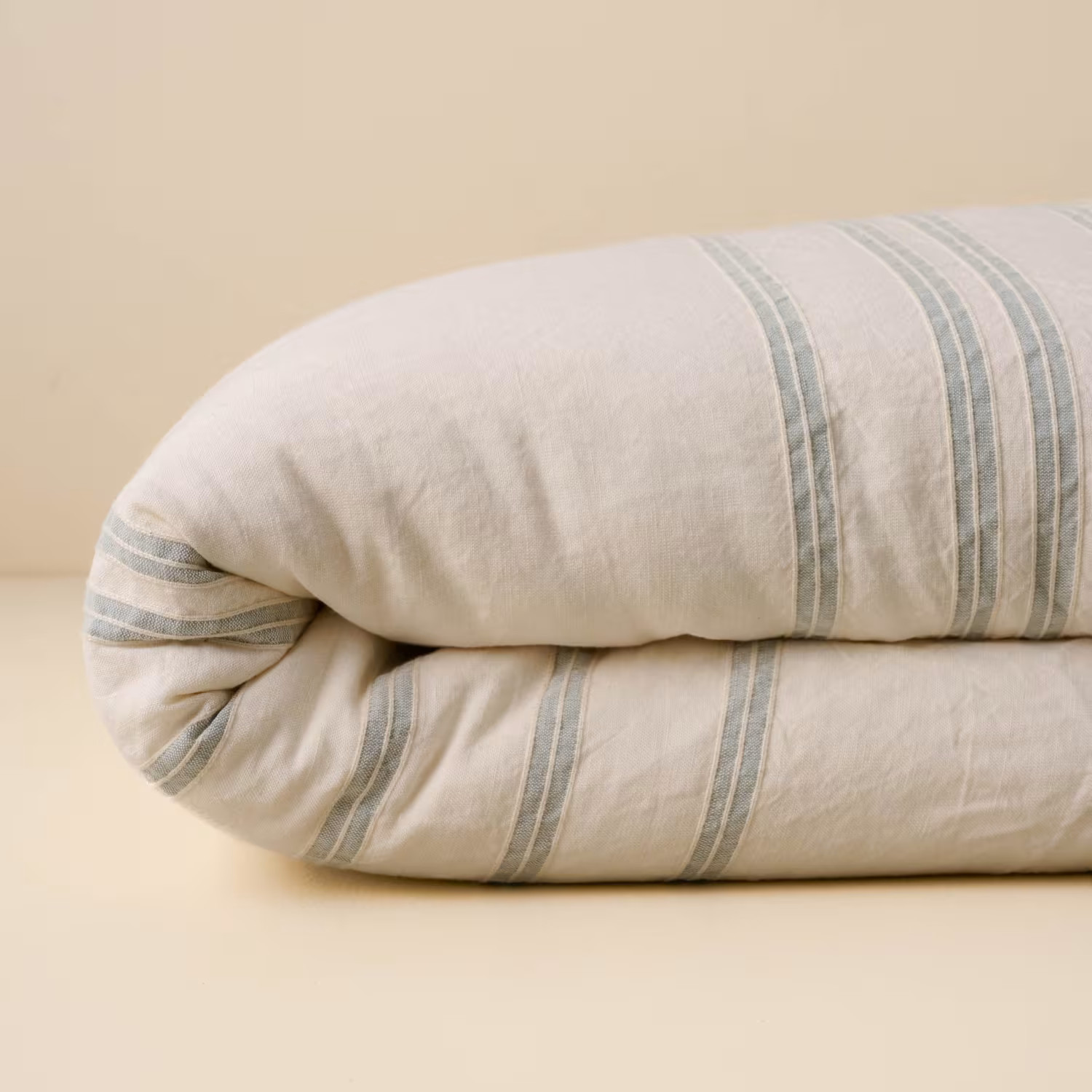 Embroidered Stripe Linen Cotton Duvet Cover - Chambray | Magnolia