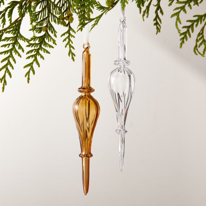 Loire Handblown Glass Christmas Tree Ornaments, Set of 2 + Reviews | CB2 | CB2