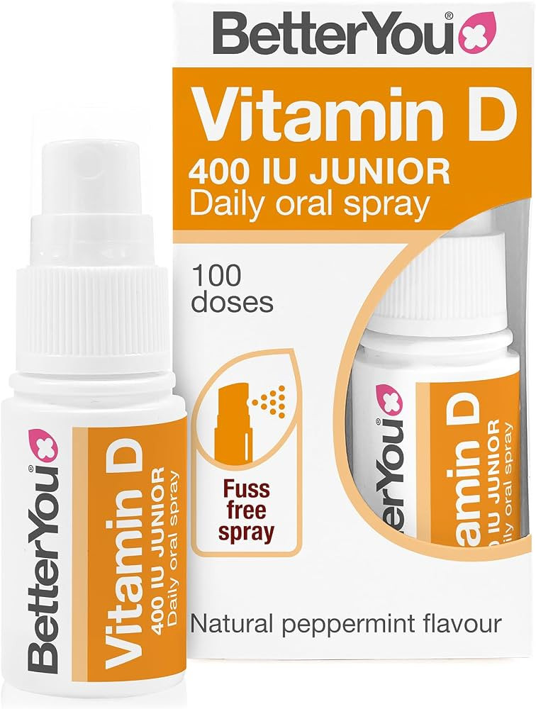 BetterYou Vitamin D Spray for Kids, Vitamin D 400 IU Junior Oral Spray, Fast Acting Vitamin D3 Su... | Amazon (UK)