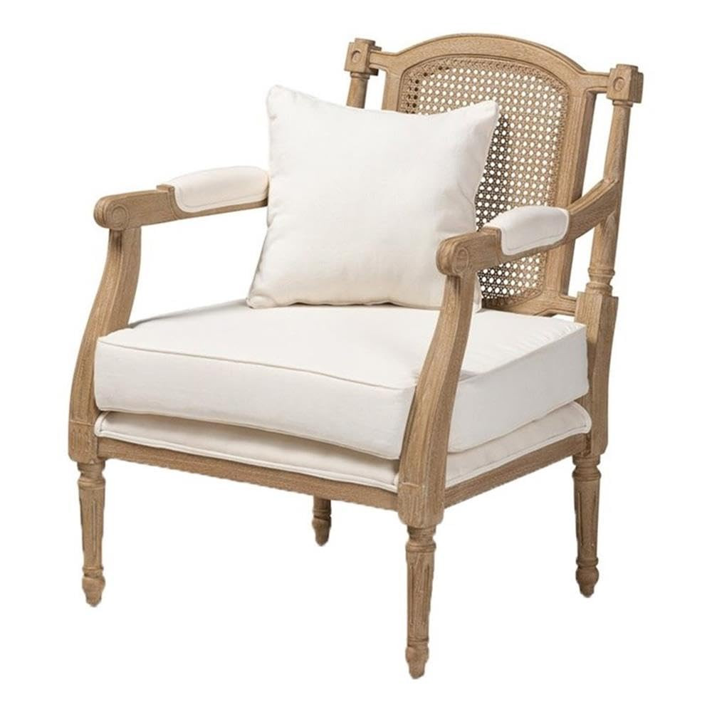 BOWERY HILL 16.1'' Contemporary Wood Armchair with Pillow in Whitewashed Oak | Amazon (US)