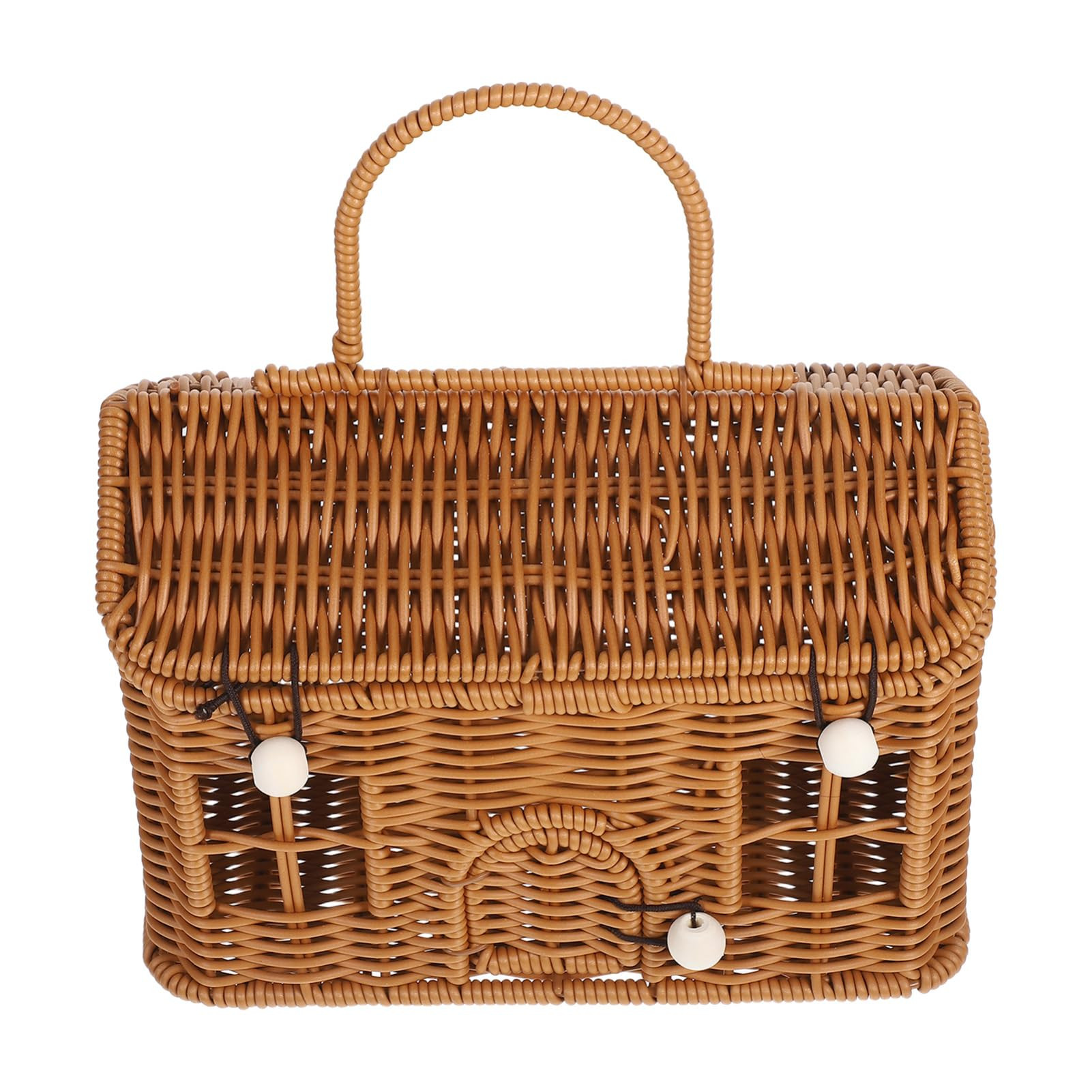 TOYANDONA Woven Picnic Basket Lid Storage Organizer for Food and Sundries Charming Retro Design f... | Amazon (US)