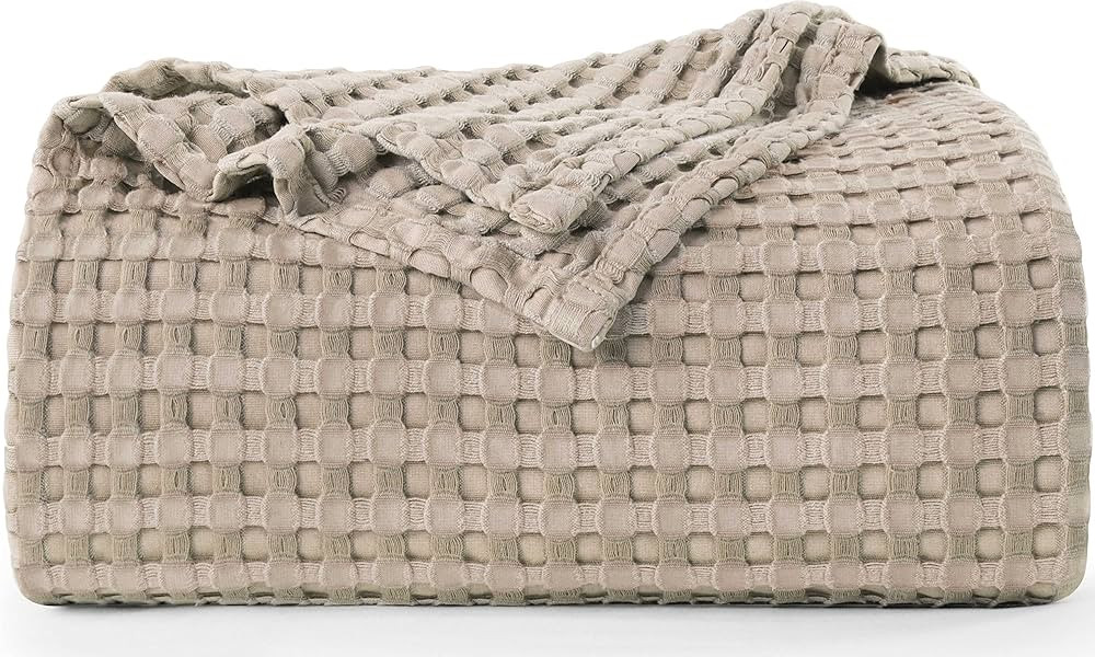 Utopia Bedding Cotton Waffle Blanket 300 GSM (Khaki - 90x90 Inches) Soft Lightweight Breathable B... | Amazon (US)