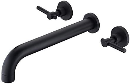 Wall Mount Tub Filler Matte Black Tub faucet High Flow Two Handles Solid Brass, Long Spout Reach,... | Amazon (US)