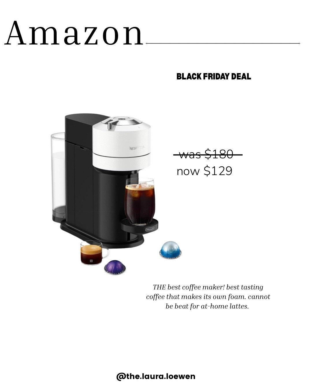 Next-level coffee for the woman who makes or wants to start making at-home coffee and lattes more! ☕️ 

Nespresso sale 
Nespresso Black Friday 
Black Friday Amazon coffee maker 
Black Friday at home coffee
Amazon Christmas gift for her 
Amazon Christmas gift for mom 

#LTKHoliday #LTKGiftGuide #LTKHome