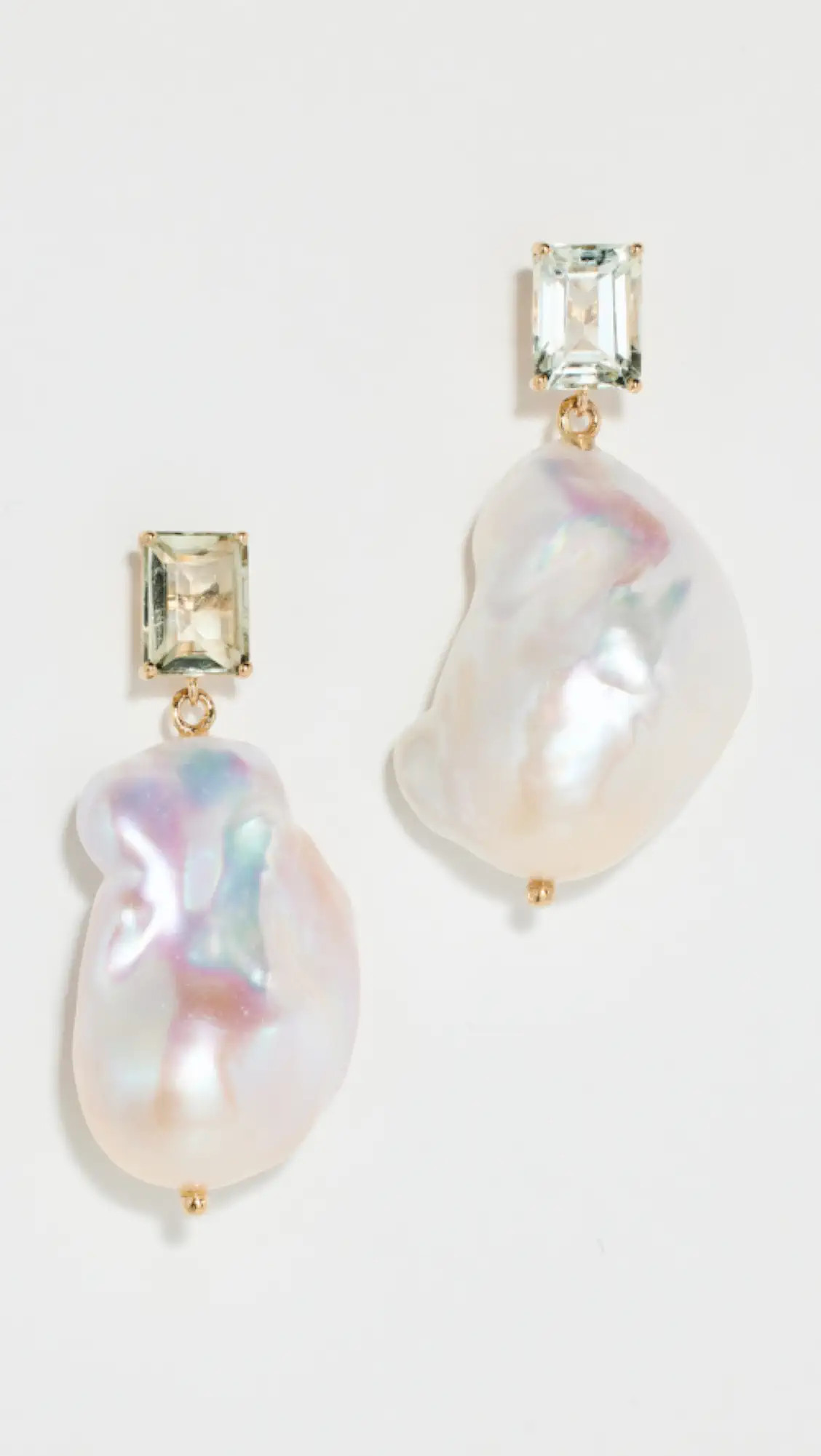14k Green Amethyst and Baroque Pearl Drop Earrings | Shopbop