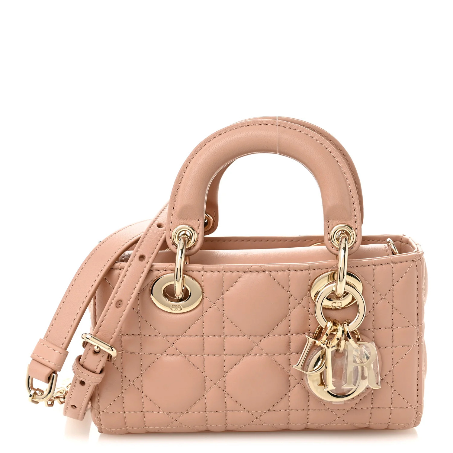 Lambskin Cannage Micro Lady D-Joy Rose Des Vents | FASHIONPHILE (US)